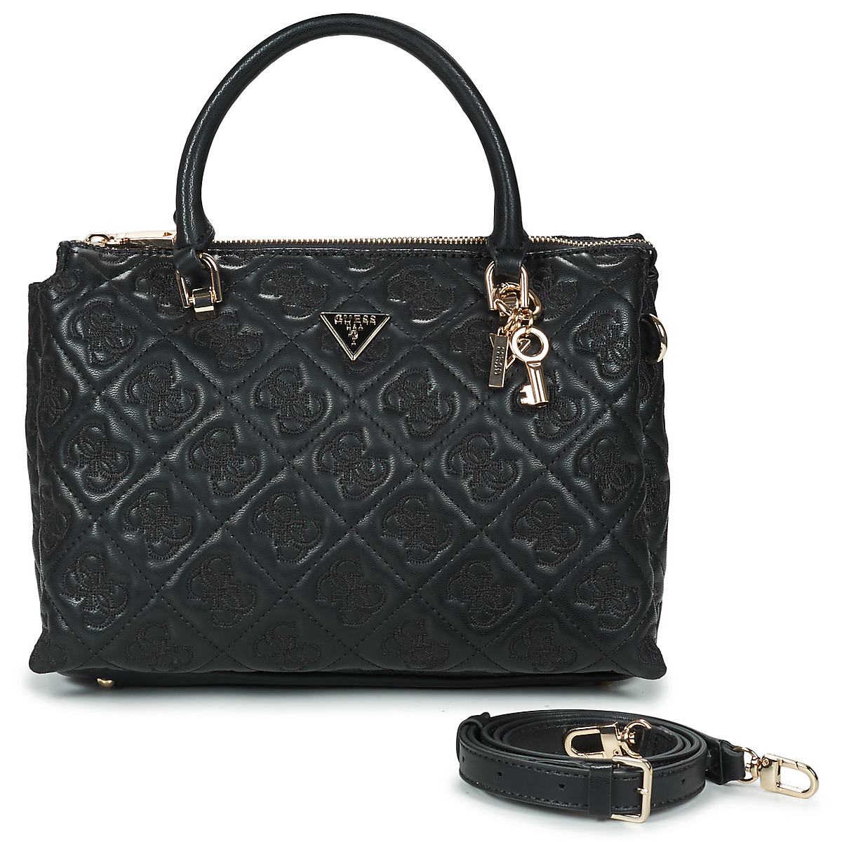 包 女士 手包 Guess ADELASIA MULTI COMP SATCHEL 黑色
