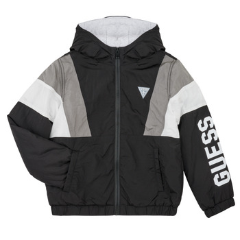 衣服 男孩 夹克 Guess LS HOODED PADDED JACKET W/ ZIP 黑色