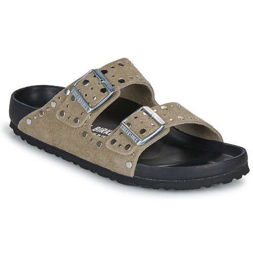 鞋子 女士 休闲凉拖/沙滩鞋 Birkenstock 勃肯 Arizona Rivet Suede / 灰褐色 / Regular